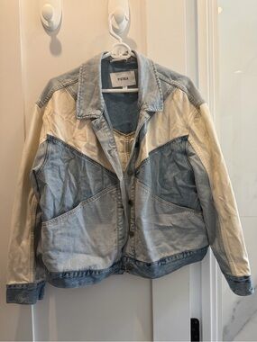 pistola Blue and Cream Colorblock Denim Jacket